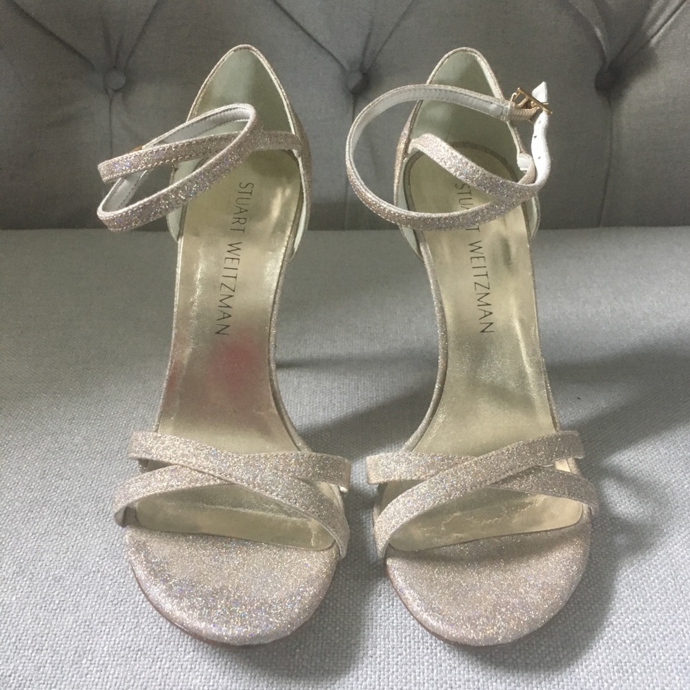 Stuart Weitzman Aurora Glitter Ankle strap shoes